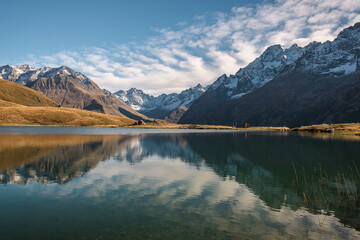 Obraz premium the landscape from the Alps in mid October with some snow and high mountains
