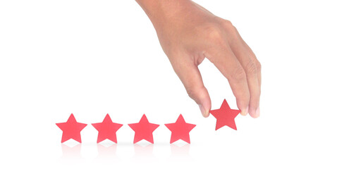 Rise on increasing five stars in human hand