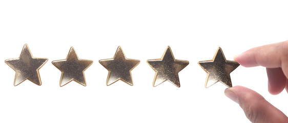 Rise on increasing five stars in human hand