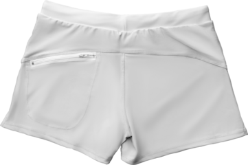 Mockup of white png swimming trunks, boxers with a tag, label