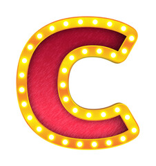 c retro cinema light bulb sign alphabet
