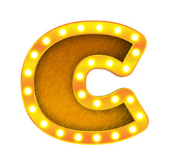 c retro cinema light bulb sign alphabet