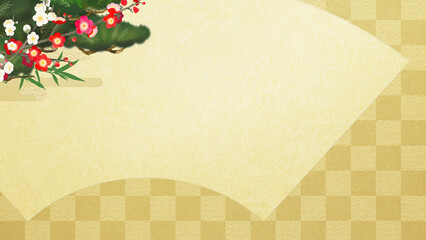 Golden oriental background material depicting auspicious things