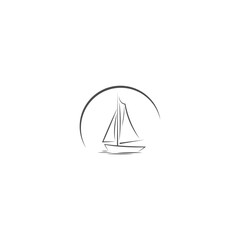 Sailboat icon logo design illustration