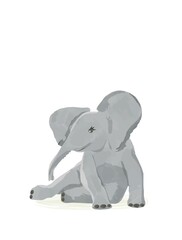 Cute watercolour elephant on white background