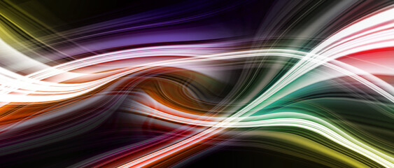  Abstract background with glowing wave.  Moving lines design element. Colorful gradient flowing wave lines.