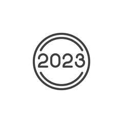 2023 round sticker line icon.