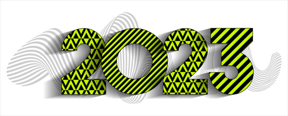 2023 new year. Striped Calendar header. Christmas holiday greeting card.