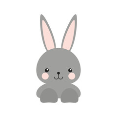 Rabbit doll icon with flat design