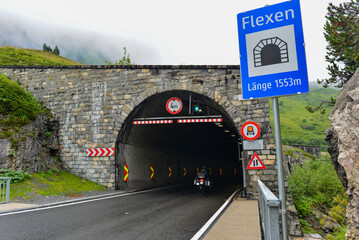 Flexentunnel/ Flexenpassstraße am Flexenpass im Bundesland Vorarlberg (Österreich)	