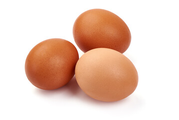 Chicken eggs, isolated on white background.