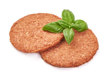Burger patties, ready to fry, burger cutlets, isolated on white background. High resolution image.