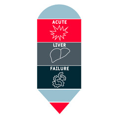 ALF - Acute Liver Failure acronym. business concept background.  vector illustration concept with keywords and icons. lettering illustration with icons for web banner, flyer, landing page