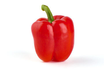 Red ripe bell peppers, isolated on white background.
