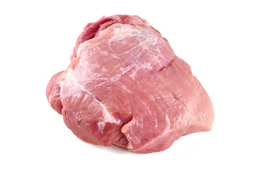 Raw pork ham, isolated on white background.
