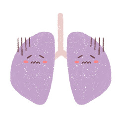手描きの元気がない肺のキャラクター　PNG