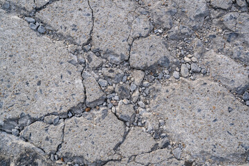 Heavy cracked concrete floor with rubbles