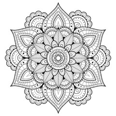 Mandala Coloring book art, wallpaper design, tile pattern, shirt, greeting card, sticker, lace pattern and tattoo. decoration for interior design. Vector ethnic oriental circle ornament. background