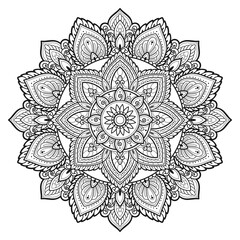Mandala Coloring book art, wallpaper design, tile pattern, shirt, greeting card, sticker, lace pattern and tattoo. decoration for interior design. Vector ethnic oriental circle ornament. background