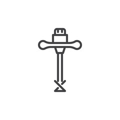 Concrete mixer tool line icon