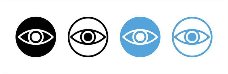 Eye icon set. Vision icon. Eye sign, see view icons - eyesight symbol. Vector illustration