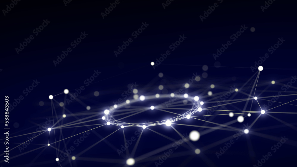 Poster futuristic of circular flow of particles. digital cyberspace. network connections structure. 3d rend