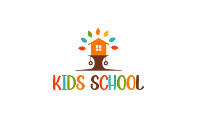 Fototapeta na wymiar Kiddie school elementary colour full vector logo design illustration