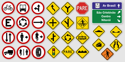 Brazilian Road Signs / Ai Illustrator - obrazy, fototapety, plakaty