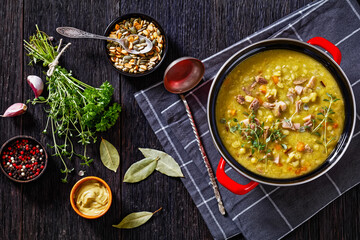 Finnish split pea soup Hernekeitto with pork meat