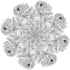Mandala Coloring book art, wallpaper design, tile pattern, shirt, greeting card, sticker, lace pattern and tattoo. decoration for interior design. Vector ethnic oriental circle ornament. background