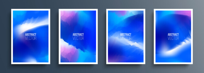 Set of abstract backgrounds with bright blue gradients for your creative graphic design. Deep blue. Vector illustration.