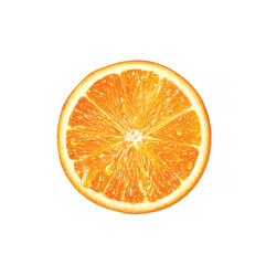 Orange, isolated on white background, half,  halved