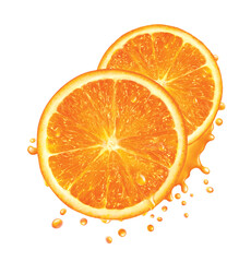 Orange, juice splash, isolated on white background