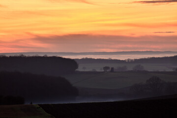 Beautiful orange clouds at twilight