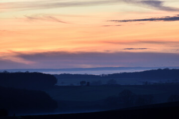 Beautiful orange clouds at twilight