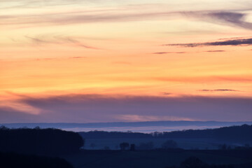 Beautiful orange clouds at twilight