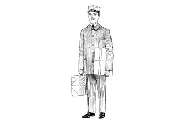 Obraz premium Delivery men – Vintage Illustration