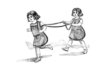 Children playing - Vintage Illustration