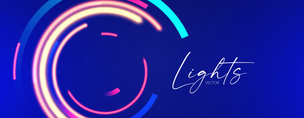 Motion light effect. Shining neon magic background and liquid speed light