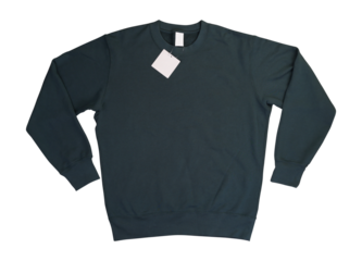 Front dark green sweater with label