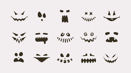 Obraz premium Set of Halloween scary pumpkins cut. Spooky creepy pumpkins cut