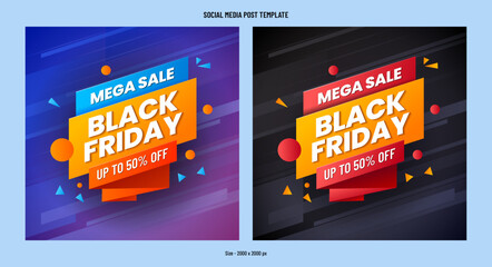 Black friday mega sale abstract vector square banner template