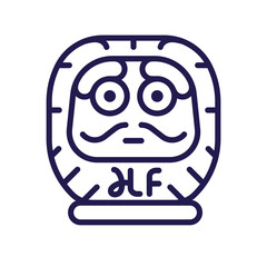 Japan Daruma Doll Icon in Line Art
