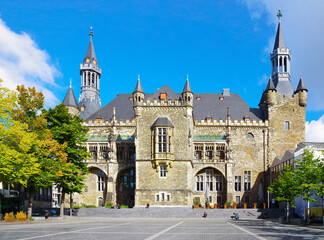 Fototapeta na wymiar View at the town hall of Aachen from the 