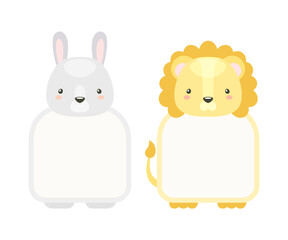 Frames with Animal Heads or Notebook Page for Notes Vector Set