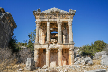 right 2nd second one demircili imbrigon cilicia mausoleum front column shot, roman empire, ion...