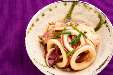 家庭料理　味が染み込んだ「イカと豆腐の煮物」　和食　日本