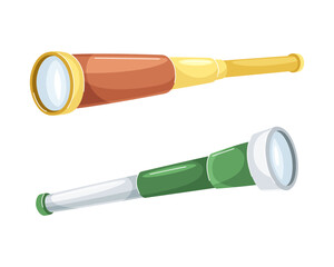 Monocular as Compact Refracting Telescope for Viewing Distant Object Vector Set