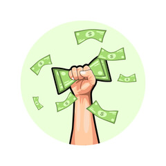 Hand grab some money vector illustration artwork