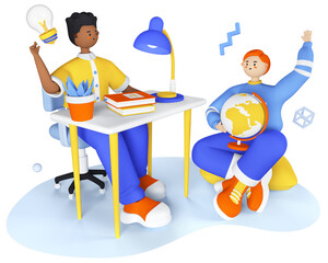 Homework - modern realistic 3d illustration